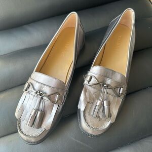 Talbots Laura Silver Leather Loafers size 10